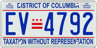 DC license plate EV4792