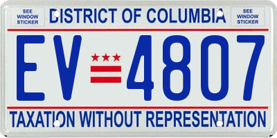 DC license plate EV4807