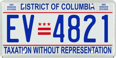 DC license plate EV4821