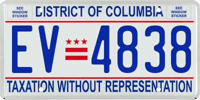 DC license plate EV4838