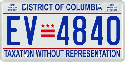 DC license plate EV4840