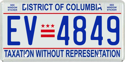 DC license plate EV4849