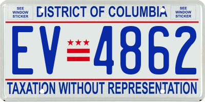 DC license plate EV4862