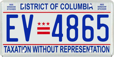 DC license plate EV4865