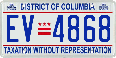 DC license plate EV4868