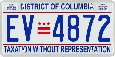 DC license plate EV4872