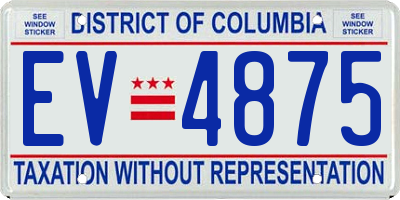 DC license plate EV4875