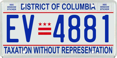 DC license plate EV4881