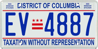 DC license plate EV4887