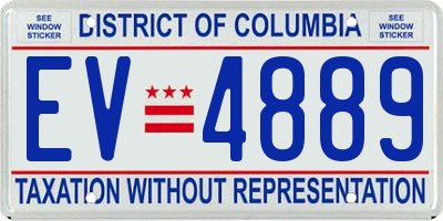 DC license plate EV4889