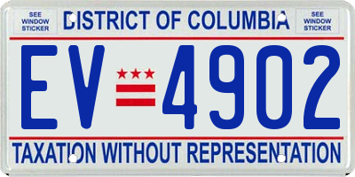 DC license plate EV4902