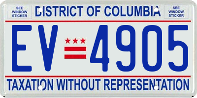 DC license plate EV4905
