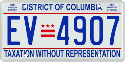 DC license plate EV4907