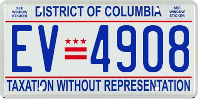 DC license plate EV4908