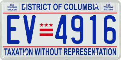 DC license plate EV4916