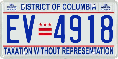 DC license plate EV4918