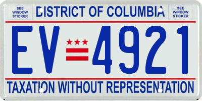 DC license plate EV4921