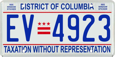 DC license plate EV4923