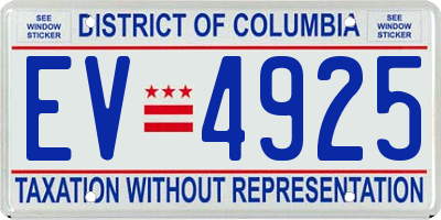 DC license plate EV4925