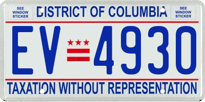 DC license plate EV4930