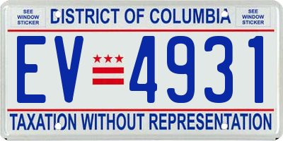 DC license plate EV4931