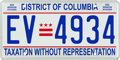 DC license plate EV4934