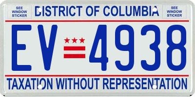 DC license plate EV4938