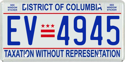 DC license plate EV4945