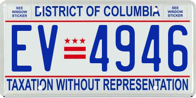 DC license plate EV4946