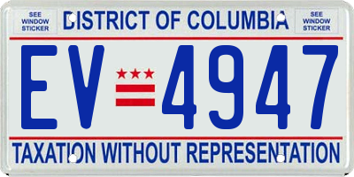 DC license plate EV4947