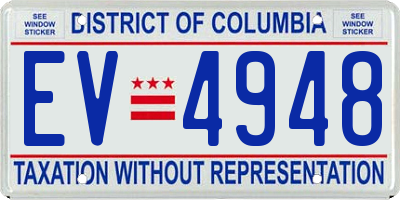 DC license plate EV4948