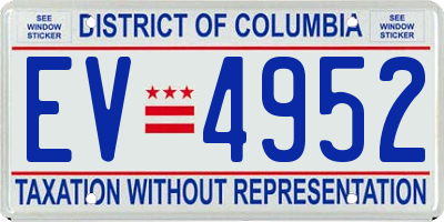 DC license plate EV4952