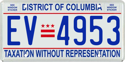 DC license plate EV4953