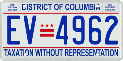 DC license plate EV4962