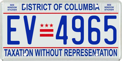 DC license plate EV4965