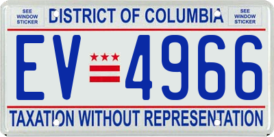DC license plate EV4966