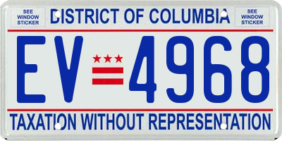 DC license plate EV4968