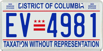 DC license plate EV4981