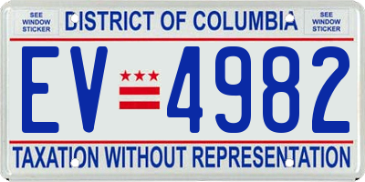 DC license plate EV4982