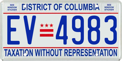 DC license plate EV4983
