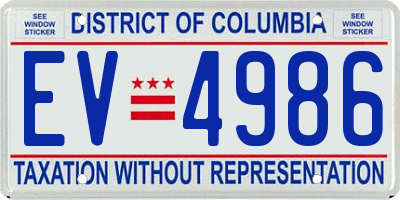 DC license plate EV4986
