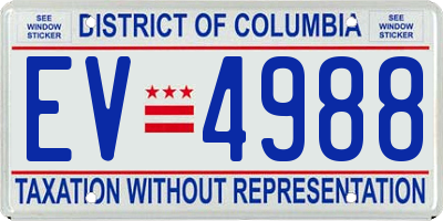 DC license plate EV4988