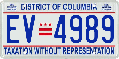 DC license plate EV4989