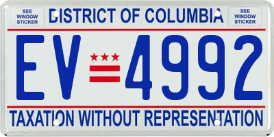 DC license plate EV4992