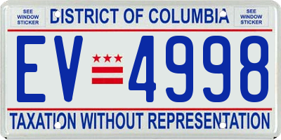 DC license plate EV4998