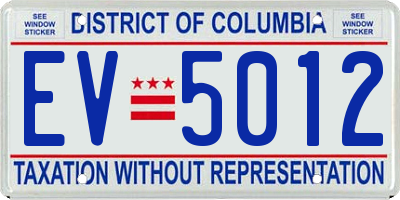 DC license plate EV5012