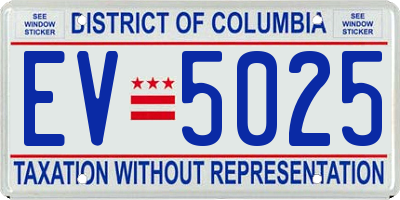 DC license plate EV5025