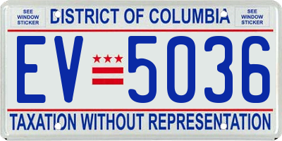DC license plate EV5036