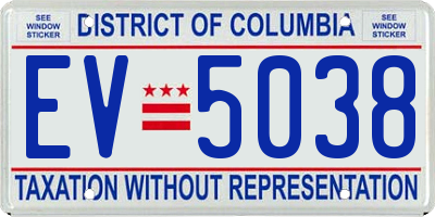 DC license plate EV5038