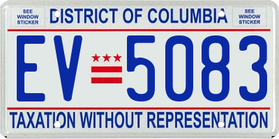 DC license plate EV5083